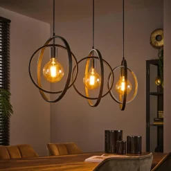 Lampes Vintages & Rétros-hofstein Suspension Mirandola Noir, 3 lumières