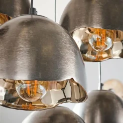 hofstein Suspension Mirror Nickel mat, Noir, 7 lumières