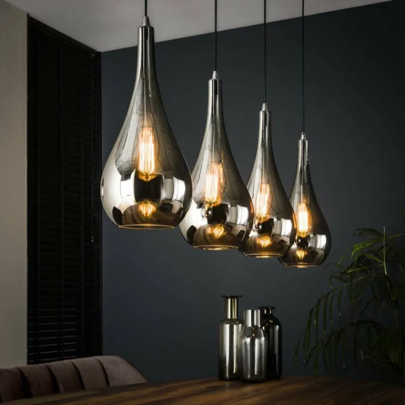 hofstein Suspension Missirola Argenté, 4 lumières