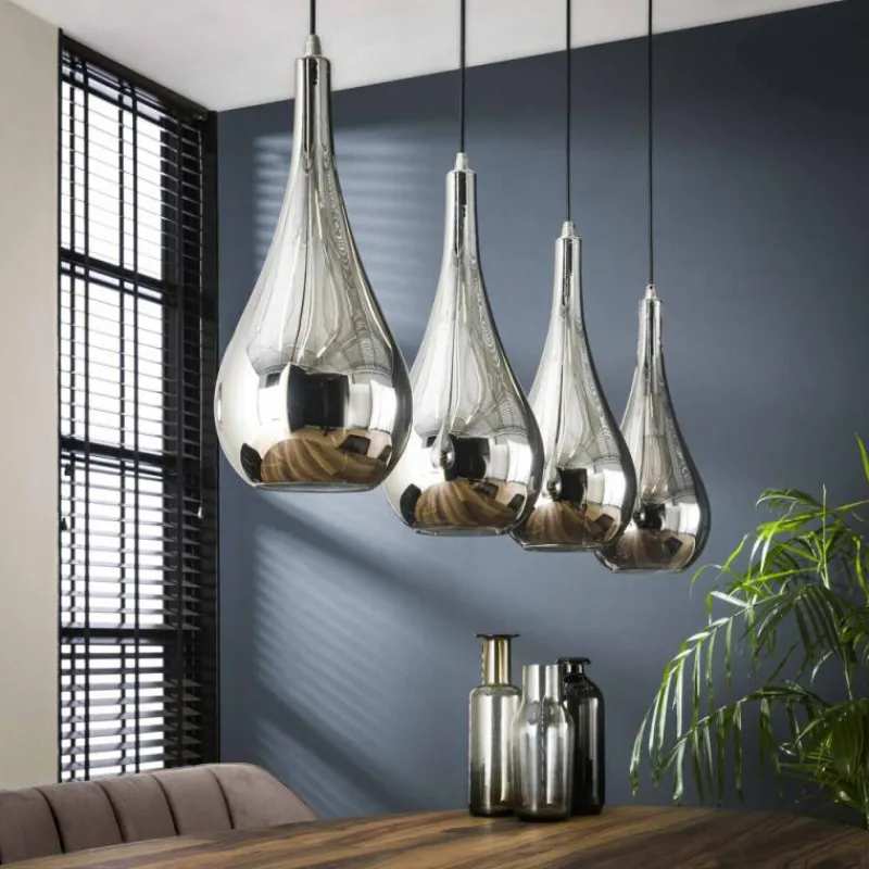 hofstein Suspension Missirola Argenté, 4 lumières