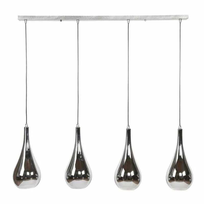hofstein Suspension Missirola Argenté, 4 lumières