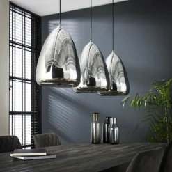 Suspension Verre Fumé-Zijlstra Suspension Missirola Argent Oxydé, 3 lumières