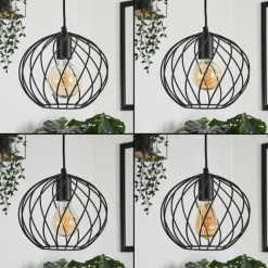 Lampes Vintages & Rétros-hofstein Suspension Miton Noir, 3 lumières