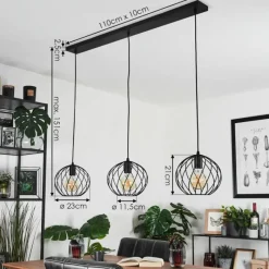 Lampes Vintages & Rétros-hofstein Suspension Miton Noir, 3 lumières