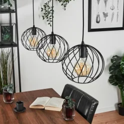 Lampes Vintages & Rétros-hofstein Suspension Miton Noir, 3 lumières