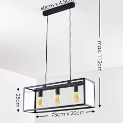 hofstein Suspension Moatize Noir, 3 lumières