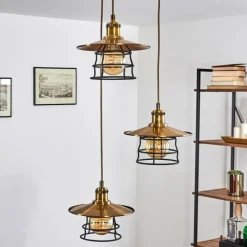 Lampes Industrielles-hofstein Suspension Moena Vieux laiton, Bronze, 3 lumières