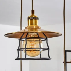 Lampes Industrielles-hofstein Suspension Moena Vieux laiton, Bronze, 3 lumières