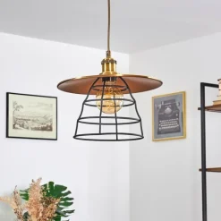 Lampes Industrielles-hofstein Suspension Moena Vieux laiton, Bronze, 1 lumière