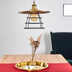 Lampes Industrielles-hofstein Suspension Moena Vieux laiton, Bronze, 1 lumière