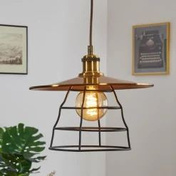 Lampes Industrielles-hofstein Suspension Moena Vieux laiton, Bronze, 1 lumière