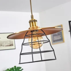 Lampes Industrielles-hofstein Suspension Moena Vieux laiton, Bronze, 1 lumière