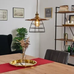 Lampes Industrielles-hofstein Suspension Moena Vieux laiton, Bronze, 1 lumière