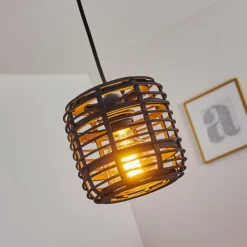 Style Boho-Chic-hofstein Suspension Mongolei Noir, 1 lumière