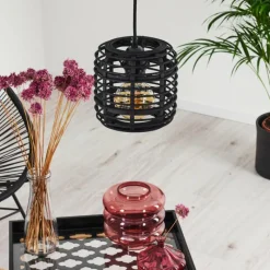 Style Boho-Chic-hofstein Suspension Mongolei Noir, 1 lumière
