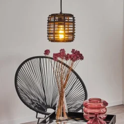 Style Boho-Chic-hofstein Suspension Mongolei Noir, 1 lumière