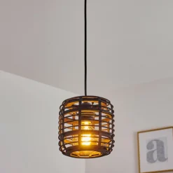 Style Boho-Chic-hofstein Suspension Mongolei Noir, 1 lumière