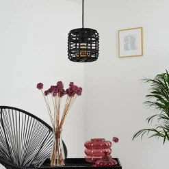 Style Boho-Chic-hofstein Suspension Mongolei Noir, 1 lumière
