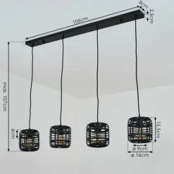 Style Boho-Chic-hofstein Suspension Mongolei Noir, 4 lumières