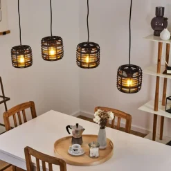 Style Boho-Chic-hofstein Suspension Mongolei Noir, 4 lumières