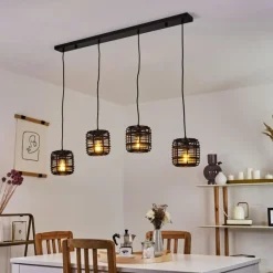 Style Boho-Chic-hofstein Suspension Mongolei Noir, 4 lumières