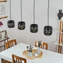 Style Boho-Chic-hofstein Suspension Mongolei Noir, 4 lumières