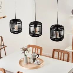 Style Boho-Chic-hofstein Suspension Mongolei Noir, 3 lumières