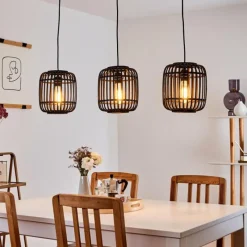 Style Boho-Chic-hofstein Suspension Mongolei Noir, 3 lumières