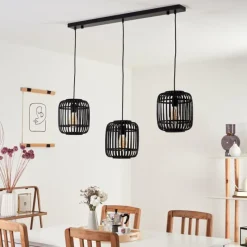 Style Boho-Chic-hofstein Suspension Mongolei Noir, 3 lumières