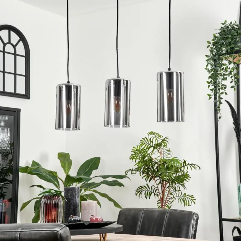 Suspension Verre Fumé-hofstein Suspension Monstein Noir, 3 lumières