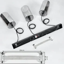 Suspension Verre Fumé-hofstein Suspension Monstein Noir, 3 lumières