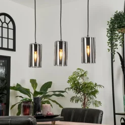 Suspension Verre Fumé-hofstein Suspension Monstein Noir, 3 lumières