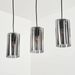 Suspension Verre Fumé-hofstein Suspension Monstein Noir, 3 lumières