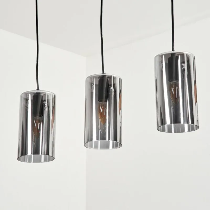 Suspension Verre Fumé-hofstein Suspension Monstein Noir, 3 lumières