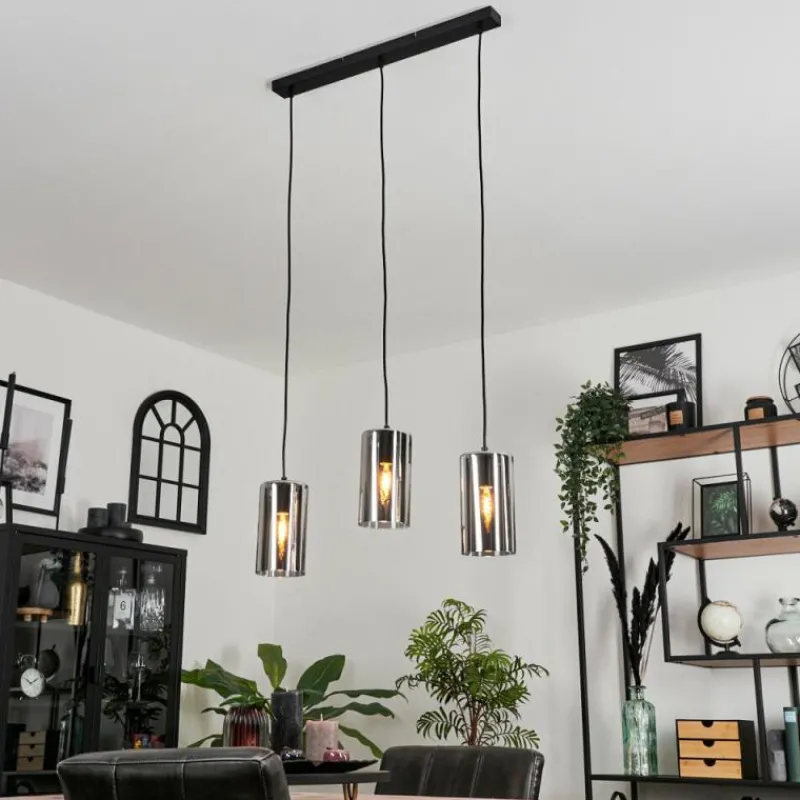 Suspension Verre Fumé-hofstein Suspension Monstein Noir, 3 lumières