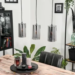 Suspension Verre Fumé-hofstein Suspension Monstein Noir, 3 lumières