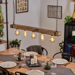 Lampes Industrielles-hofstein Suspension Montgomery Écru, Noir, 5 lumières