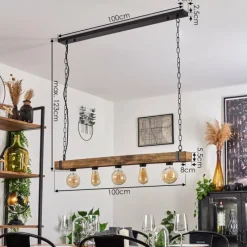 Lampes Industrielles-hofstein Suspension Montgomery Écru, Noir, 5 lumières