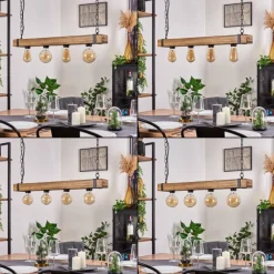 Lampes Industrielles-hofstein Suspension Montgomery Écru, Noir, 4 lumières