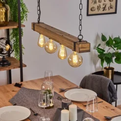 Lampes Industrielles-hofstein Suspension Montgomery Écru, Noir, 4 lumières