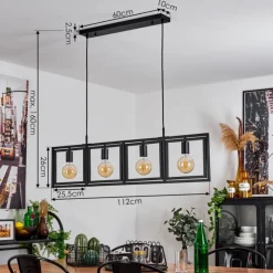 Lampes Industrielles-hofstein Suspension Morenita Noir, 4 lumières