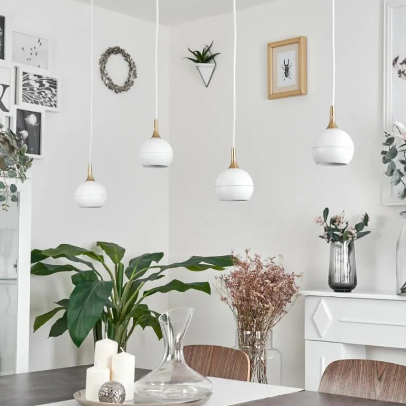 Lampes Dorées-hofstein Suspension Morrison Blanc, 4 lumières
