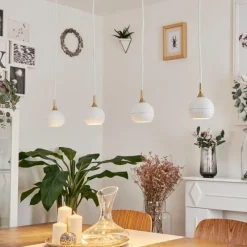 Lampes Dorées-hofstein Suspension Morrison Blanc, 4 lumières