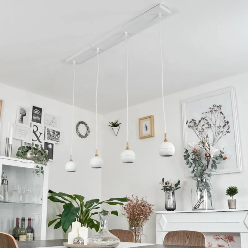 Lampes Dorées-hofstein Suspension Morrison Blanc, 4 lumières