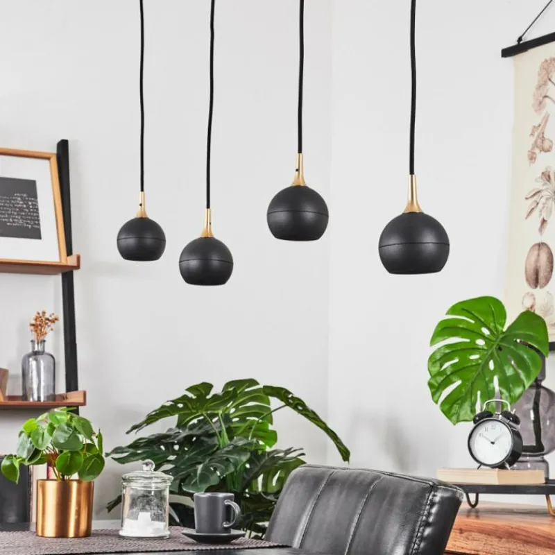 Lampes Dorées-hofstein Suspension Morrison Noir, 4 lumières