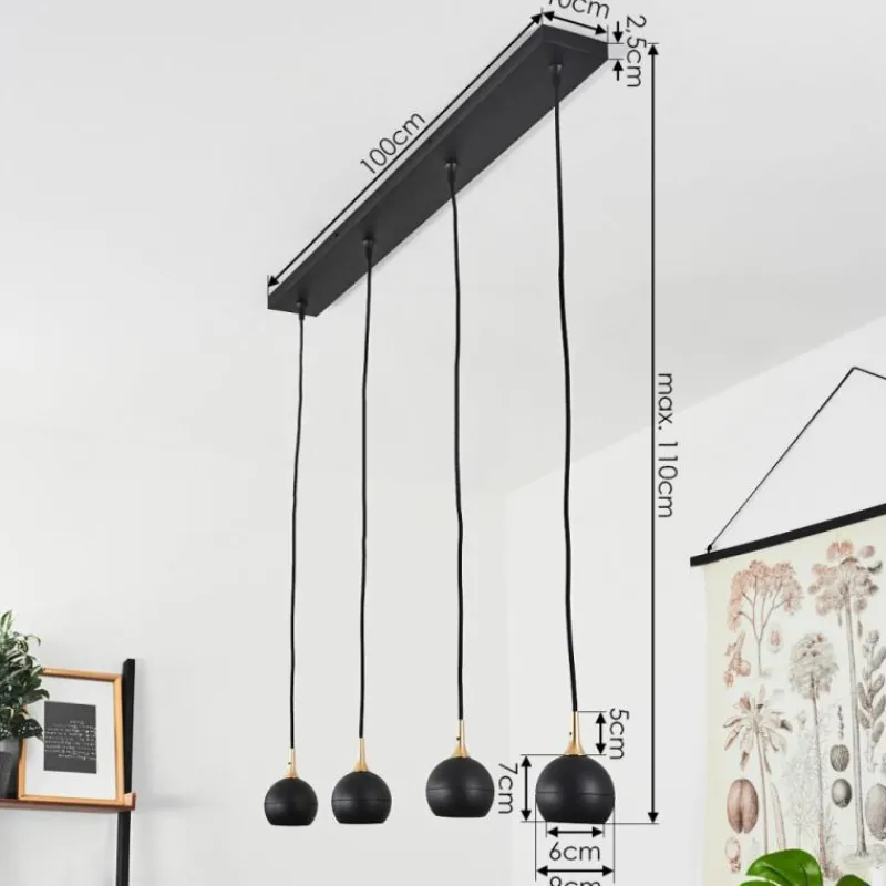 Lampes Dorées-hofstein Suspension Morrison Noir, 4 lumières