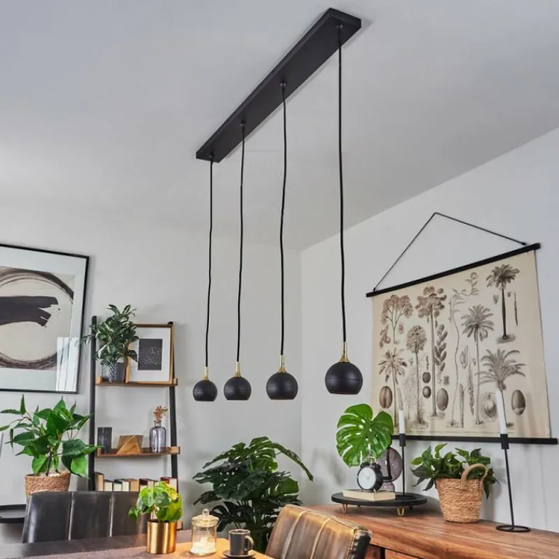 Lampes Dorées-hofstein Suspension Morrison Noir, 4 lumières
