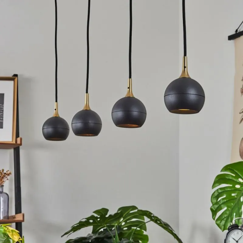 Lampes Dorées-hofstein Suspension Morrison Noir, 4 lumières