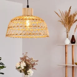Style Boho-Chic-hofstein Suspension Muritinga Noir, 1 lumière