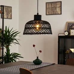 Style Boho-Chic-hofstein Suspension Muritinga Noir, 1 lumière